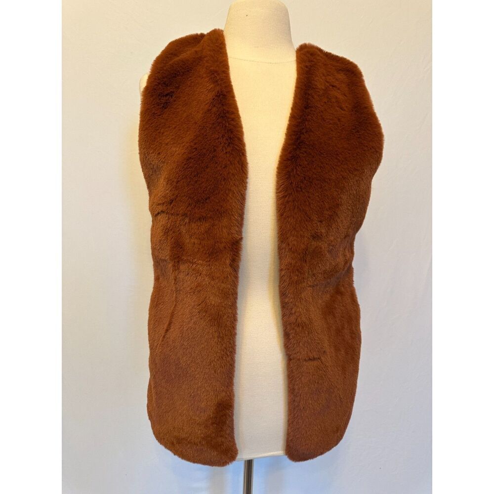 Liz Claiborne Rust Colored Faux Fur Knit Vest Size Small
